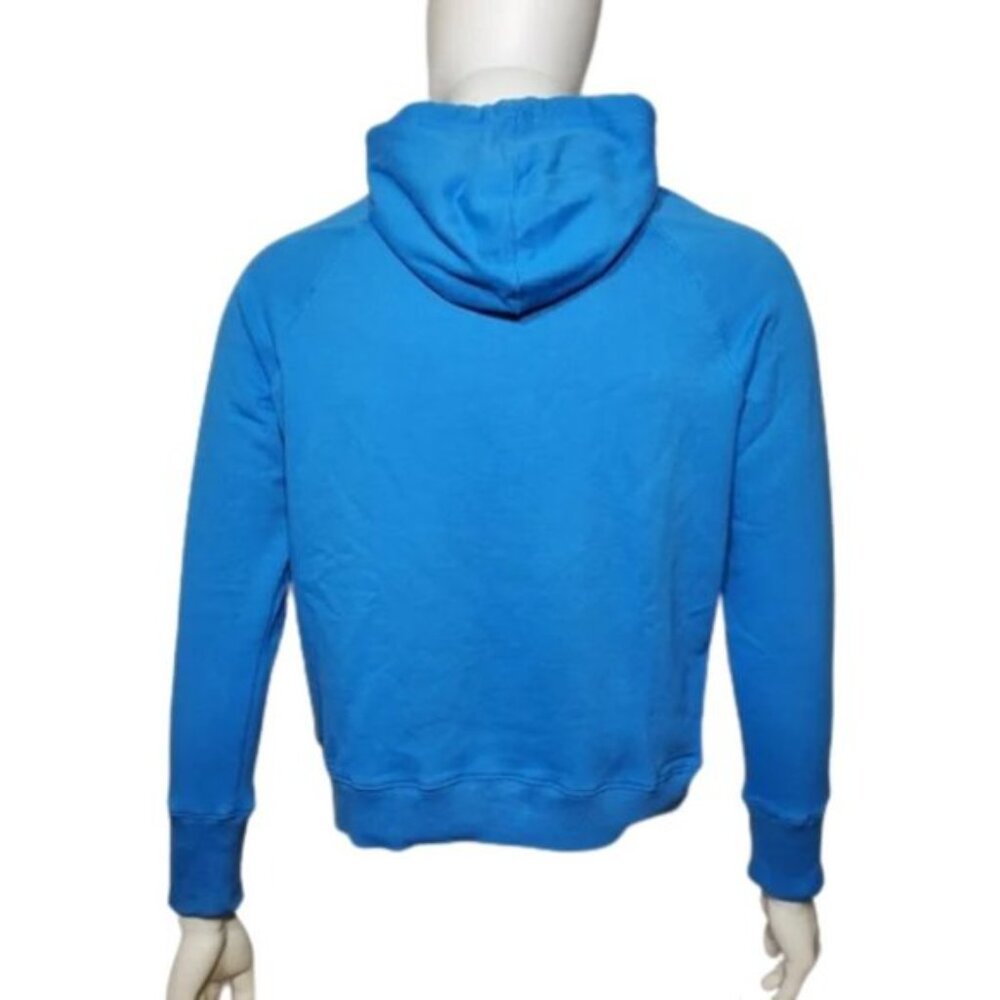 Champion Women's Hoodie Blue Script Logo Pullover Sweatshirt Size M Long Sleeve - Picture 5 of 11